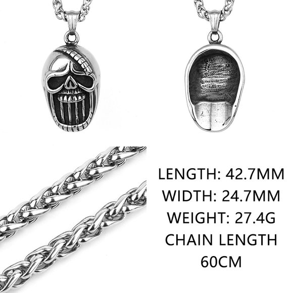 ❤️Retro Exaggerated Big Mouth Skull Head Stainless Steel  Necklace,GP1231495 - Picture 8 of 9